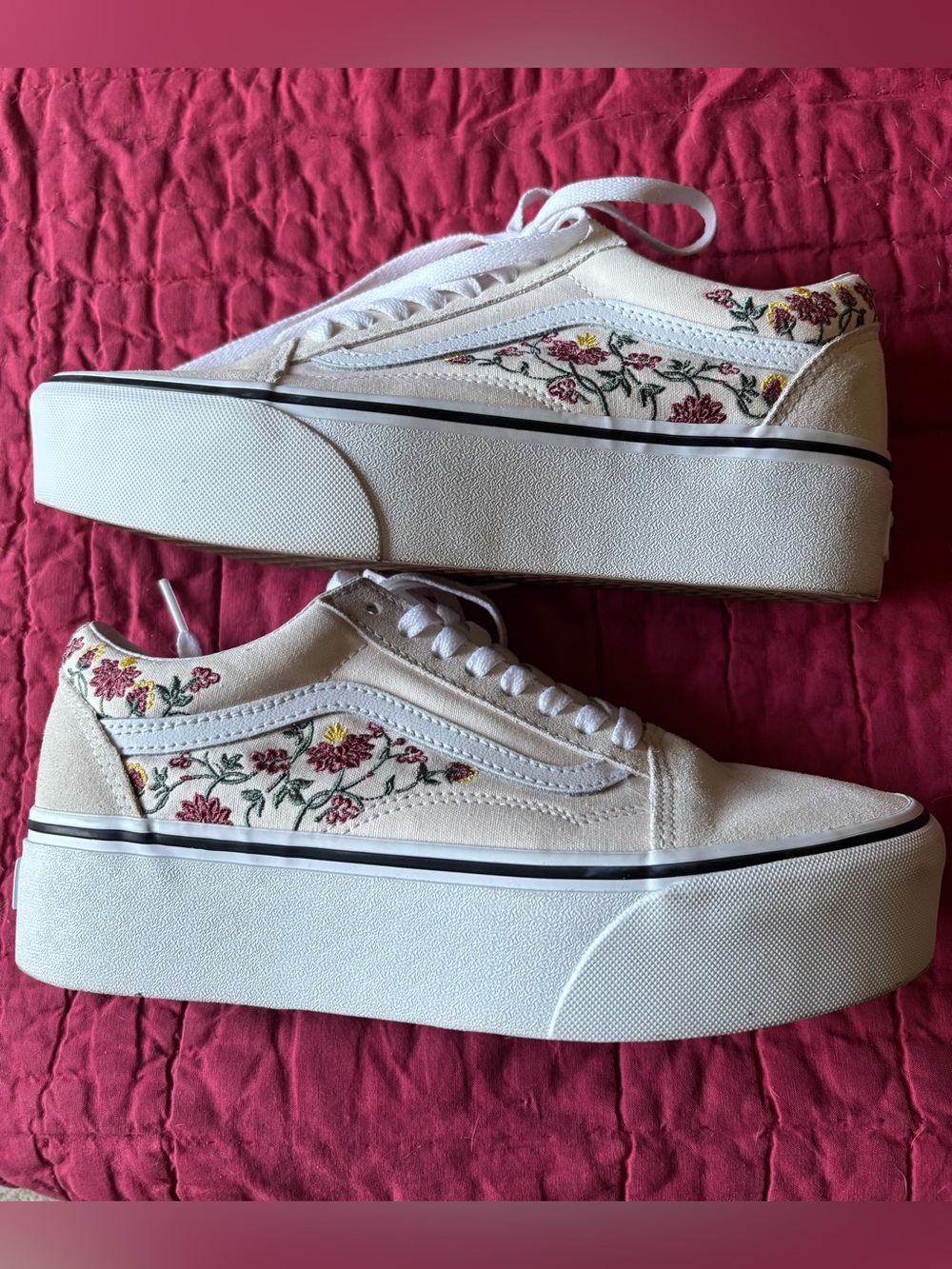 Vans Old Skool Stac Platform Floral Embroidery Sea Sal - Women's 9.5